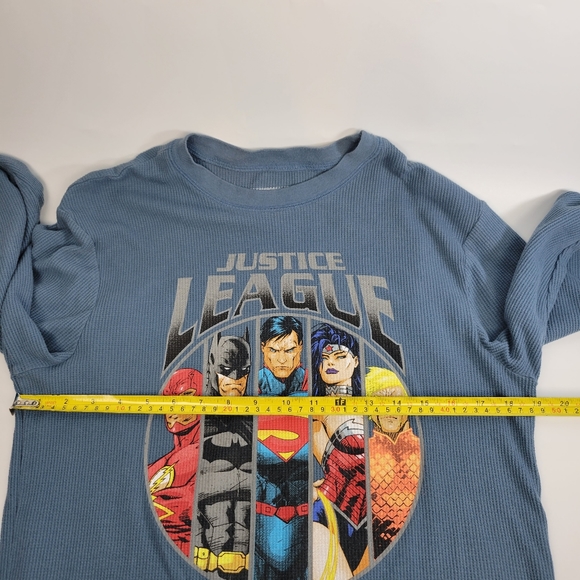 Justice League Mens M Thermal Pullover Shirt Blue - Picture 9 of 9